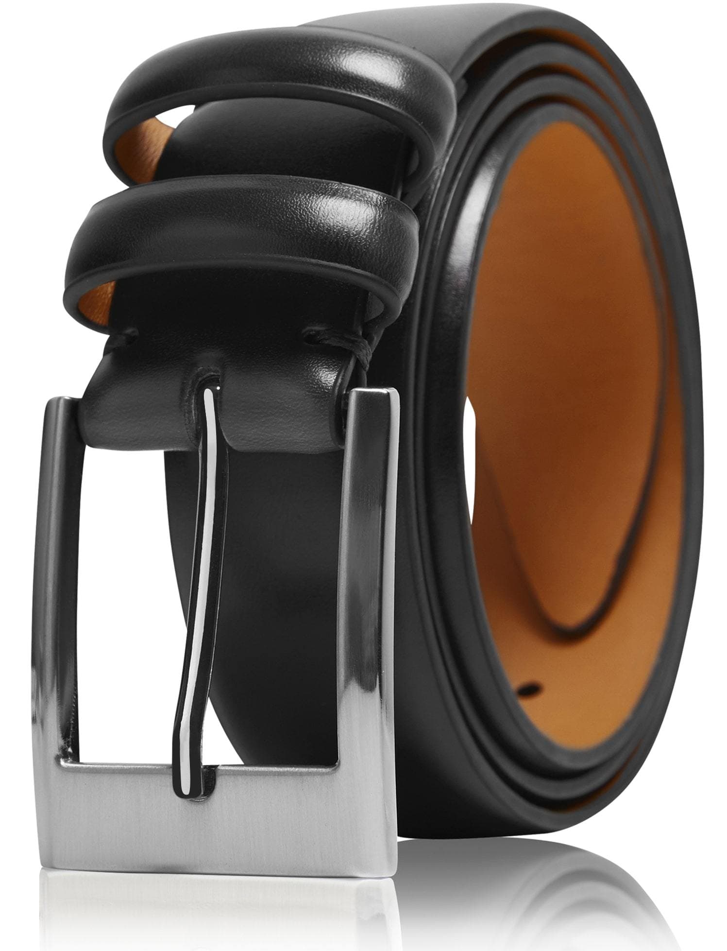 Genuine Leather Dress Belts For Men - Mens Belt For Suits: Black / 36/38