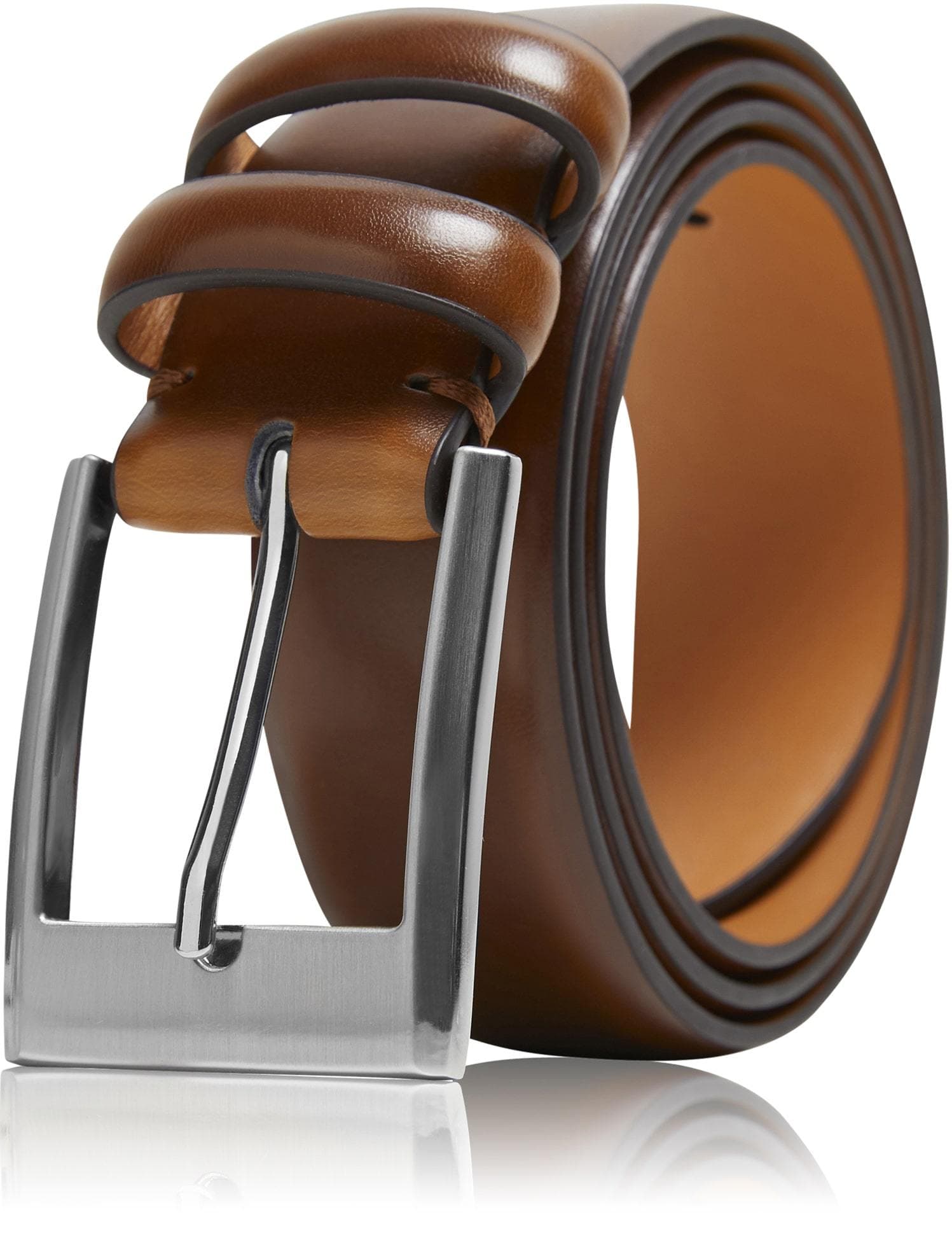 Genuine Leather Dress Belts For Men - Mens Belt For Suits: Burnt Umber / 32/34