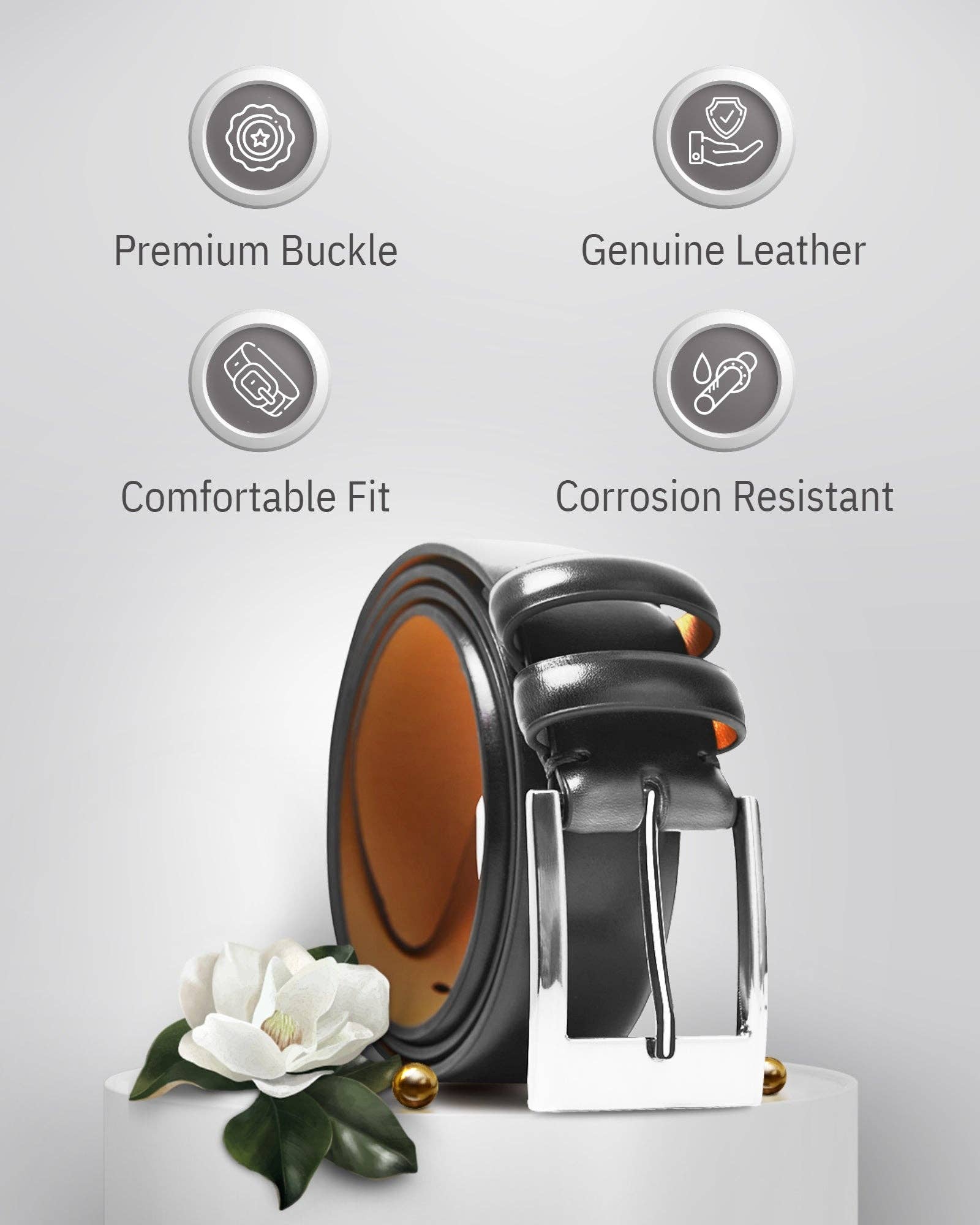 Genuine Leather Dress Belts For Men - Mens Belt For Suits: Black / 36/38