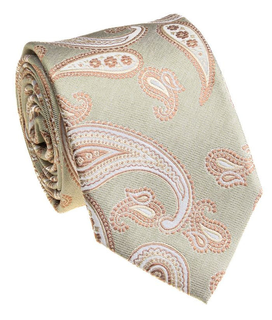 Green paisley patterned tie