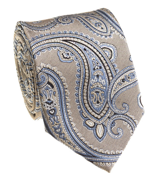 Paisley beige and blue tie