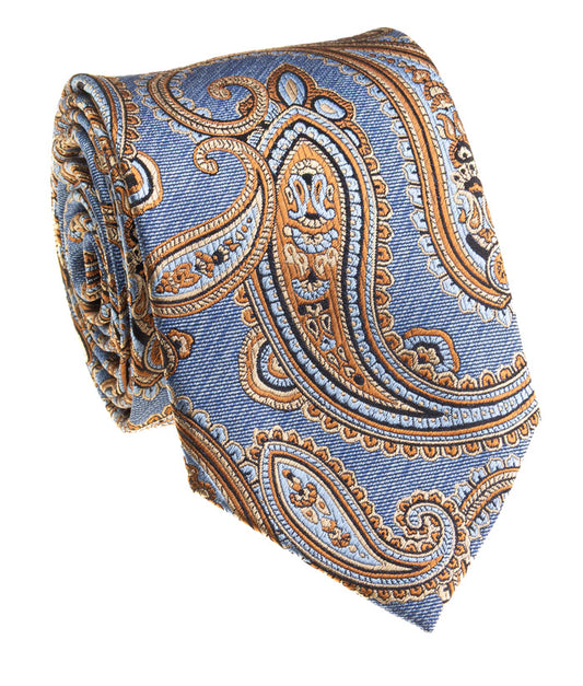 Blue and Gold paisley patterned tie