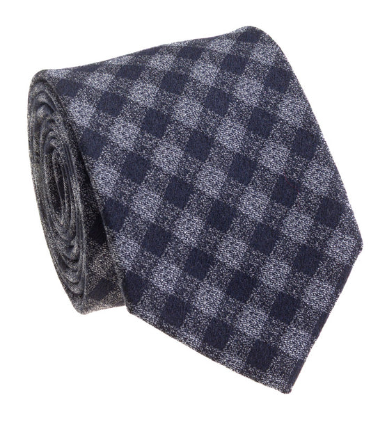 Navy Checkered Tie
