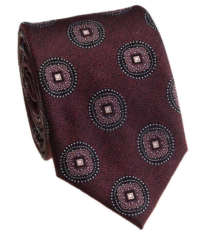 Maroon Circular patterned Tie