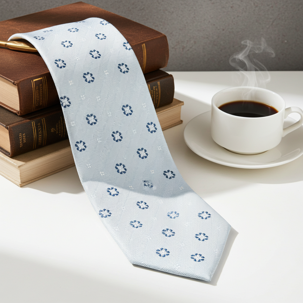Floral Lt Blue tie