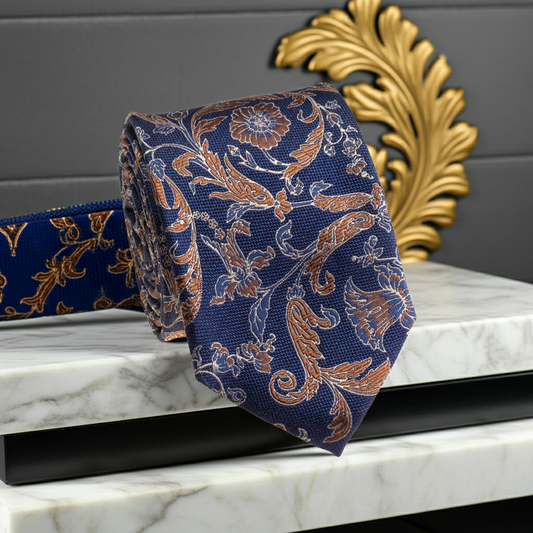 Blue Floral Patterned Tie