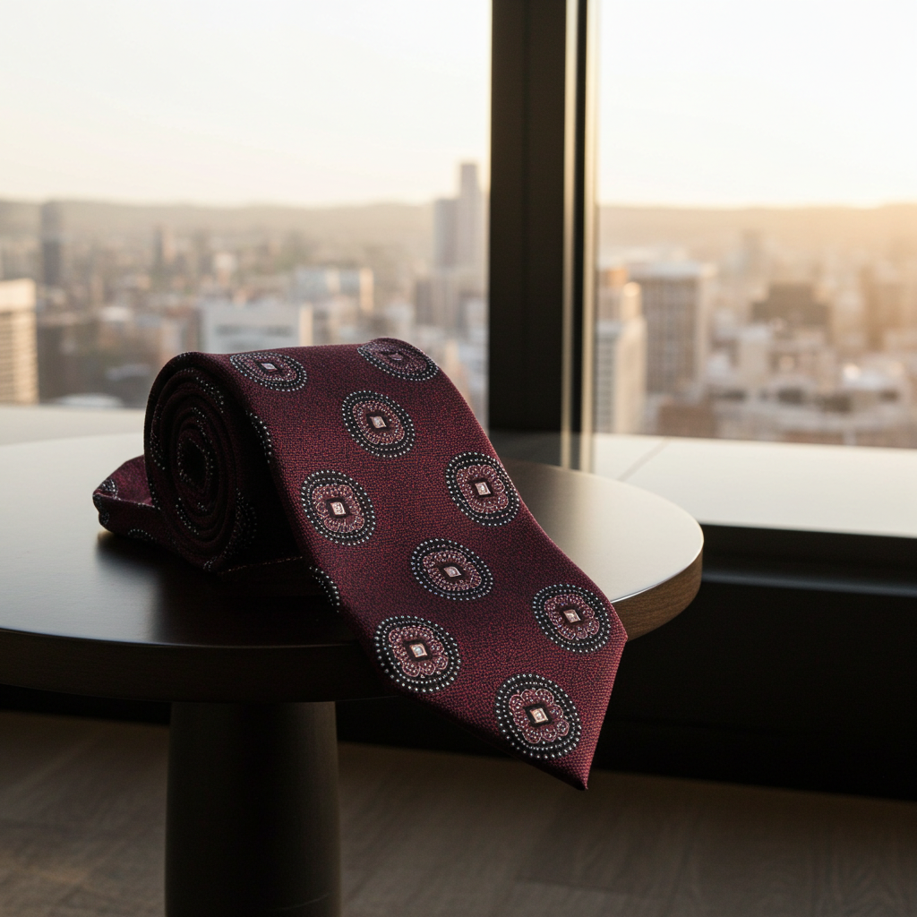 Maroon Circular patterned Tie