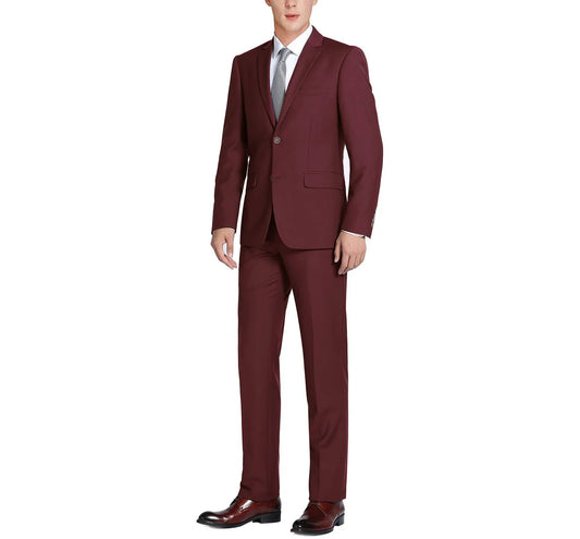 Men's Burgundy 2-Button Notch Lapel