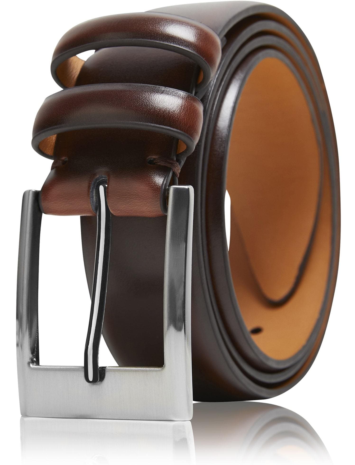 Genuine Leather Dress Belts For Men - Mens Belt For Suits: Mahogany / 32/34
