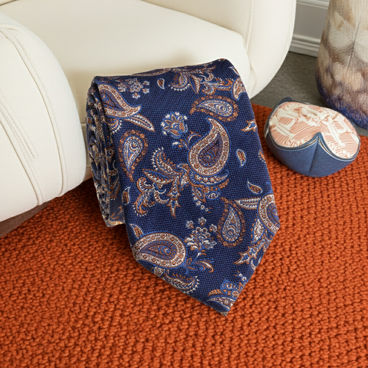 Navy Intricate Paisley Tie