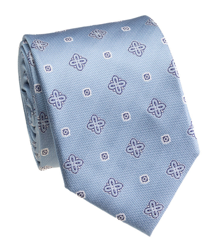 LT Blue Floral Patterned Tie