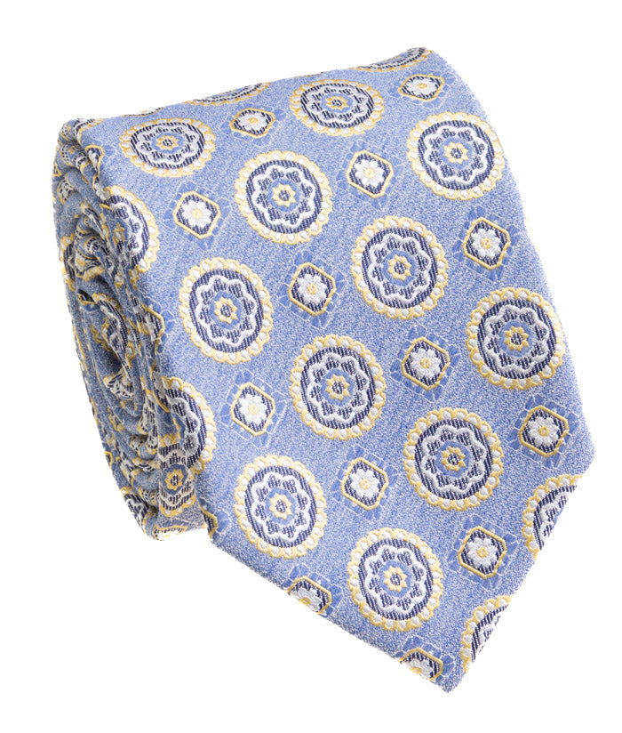 Blue Circular Patterned Tie