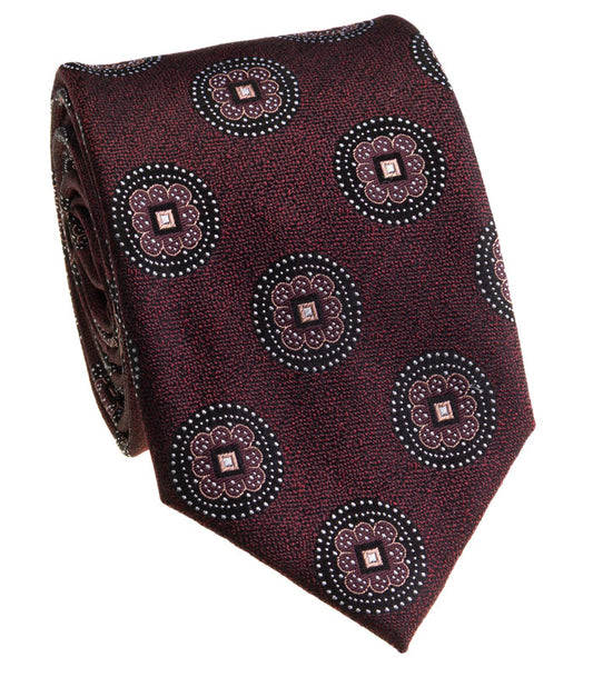 Maroon Circular patterned Tie