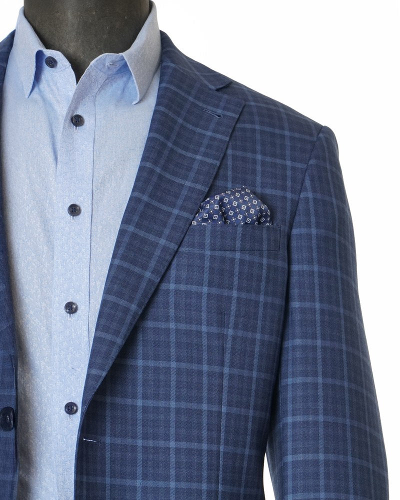 Navy check sports coat