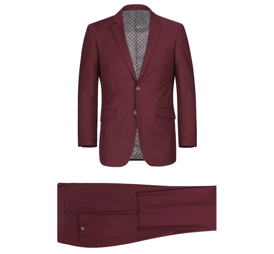 Men's Burgundy 2-Button Notch Lapel