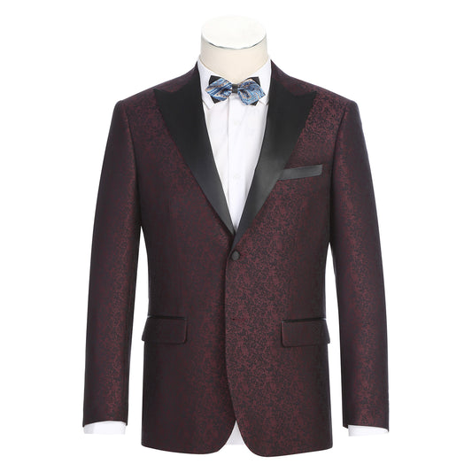 Burgundy patterned tux