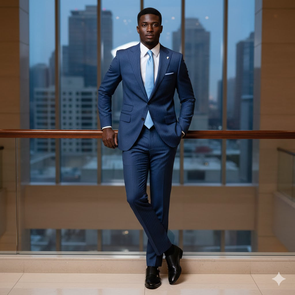 Blue Chalk Stripe Custom Suit